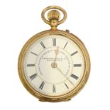 An 18ct gold open face fob watch by J. Hargreaves & Co., Liverpool,