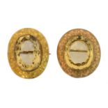 A pair of citrine brooches,