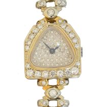 An 18ct gold diamond manual wind cocktail watch,