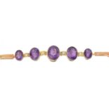 An early 20th century amethyst and split pearl bracelet,