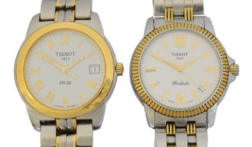 Two Tissot gold plated and stainless steel quartz wristwatches,