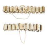 Two Victorian white metal bracelets,