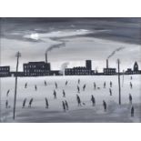 Vincent Dott (British 20th/21st century) Industrial landscape with figures