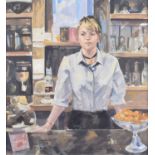 George Pott (British 20th/21st century) "Girl at the Bar, Black Horse, Accrington"