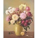 Thomas Bradley (British 1899-1993) "Roses in a Vase"