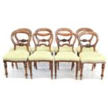 Matched Set of Eight Victorian Balloon Back Dining Chairs