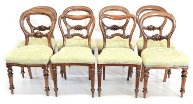 Matched Set of Eight Victorian Balloon Back Dining Chairs