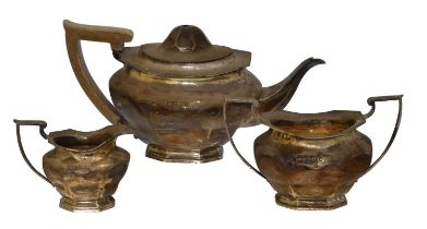 A George V three piece silver tea set,