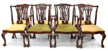 Eight Chippendale Style Mahogany Dining Chairs