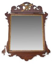George II style mahogany and parcel gilt wall mirror