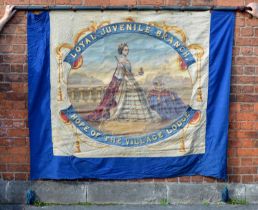 Mid 19th century double-sided hand-painted Freemasons lodge banner Depicting Queen Victoria and a Ma