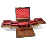 Victorian walnut, ebony and brass jewellery box