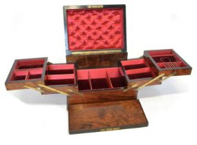 Victorian walnut, ebony and brass jewellery box