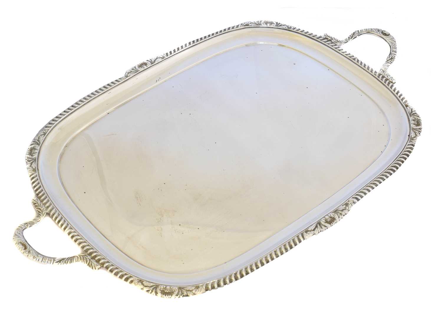 A Victorian silver twin handled tray,