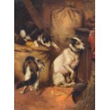 Herbert William Weekes (British 1841-1914) Cowering dog with two cats