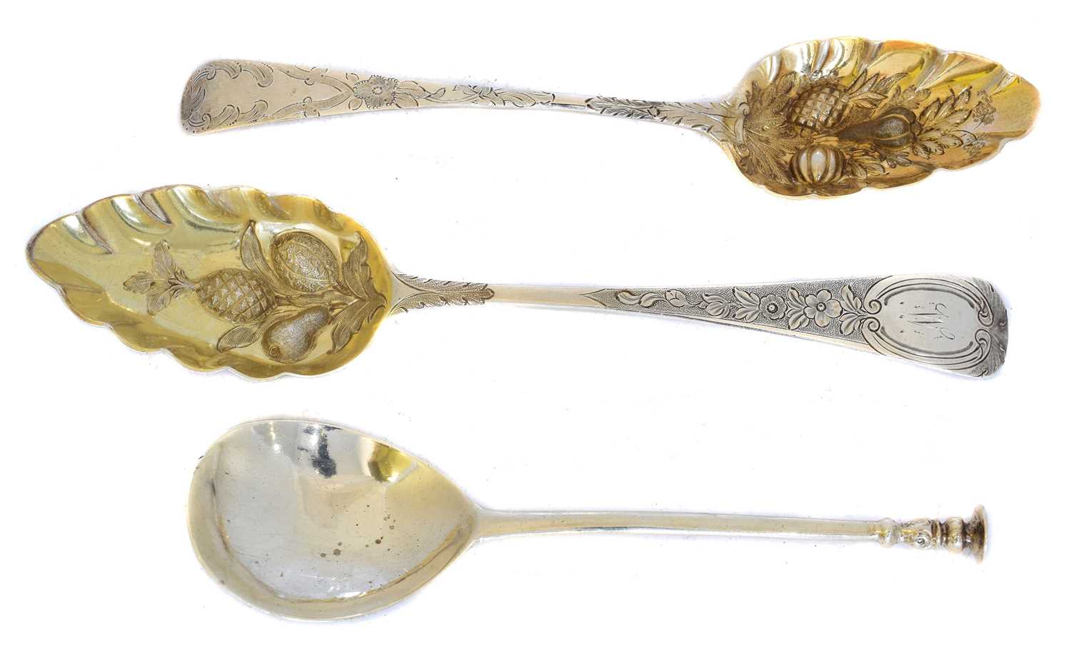 Three silver spoons,