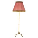 Brass standard lamp and shade