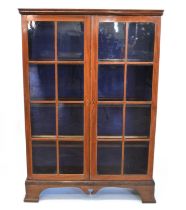 Edwardian mahogany, oak and boxwood strung bookcase