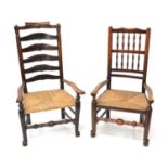 Two 19th century vernacular oak chairs