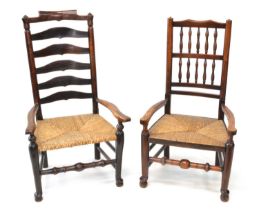 Two 19th century vernacular oak chairs