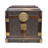 Chinese brass bound jewellery travel chest