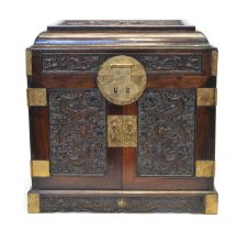 Chinese brass bound jewellery travel chest