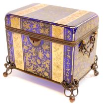 Late 19th century blue glass casket