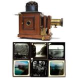 Victorian Magic Lantern projector by The 'J.T. Chapman plus a collection of photographic slides