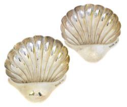 A pair of George V silver shell dishes,