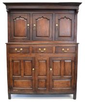 18th century oak court cupboard or cwpwrdd deuddarn