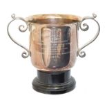 A Victorian silver twin handled trophy,