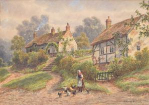 Albert Dunington (British 1860-1941) "Artists Lane, Nether Alderley", "Rostherne looking down the Vi