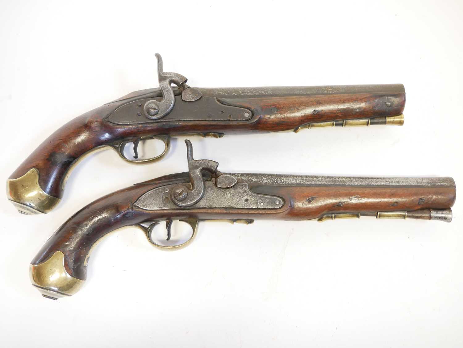 Matched together pair of percussion pistols - Image 2 of 11