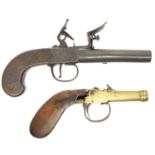 Flintlock pocket pistol by R & M Redfern and a percussion pistol