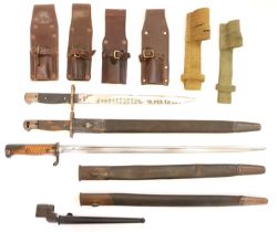 Collection of Bayonets for restoration, frogs and scabbards.