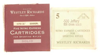 Five rounds of .500 Jeffrey and five rounds of .470 Nitro Express ammunition LICENCE REQUIRED