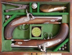 Pair of percussion pocket pistols by W. Bond
