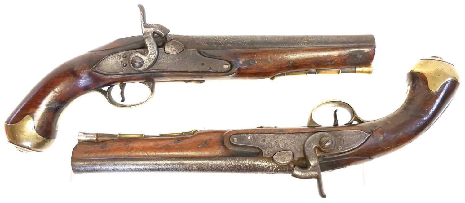 Matched together pair of percussion pistols
