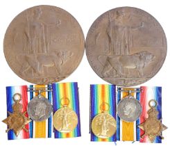 Two WWI family medal sets