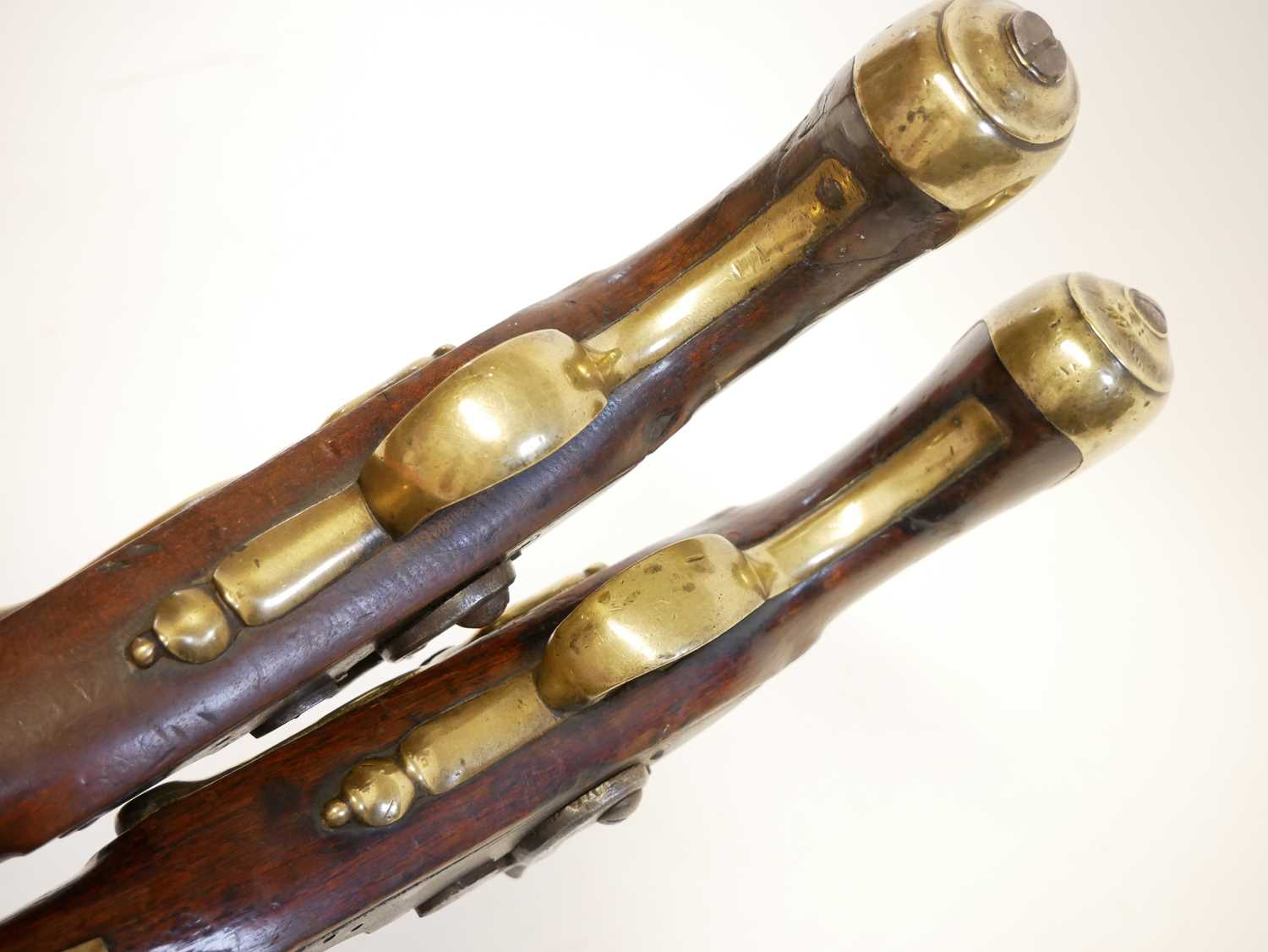 Matched together pair of percussion pistols - Image 6 of 11