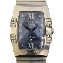 A stainless steel Omega Constellation Quadrella quartz wristwatch,