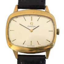 A 1970s 9ct gold Omega manual wind wristwatch,