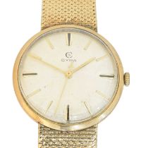 A 9ct gold Cyma manual wind wristwatch,