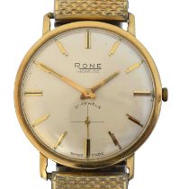 A 1970s 9ct gold cased Rone manual wind wristwatch,