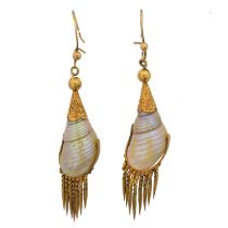 A pair of Victorian shell earrings,