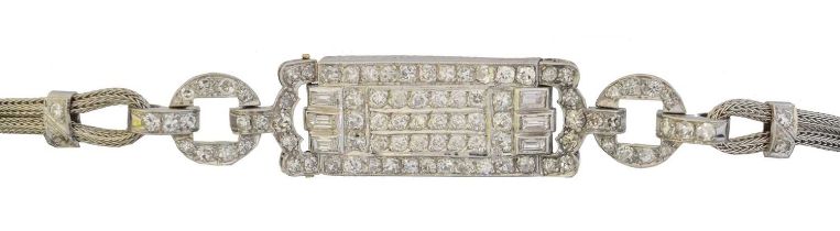 A diamond plaque bracelet,