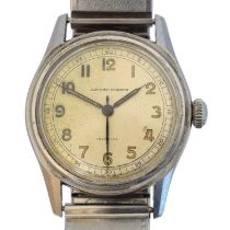 A mid 20th century steel Jean Louis Roehrich manual wind wristwatch,