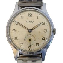 A mid 20th century stainless steel Orator manual wind wristwatch,
