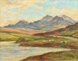 Owen Bowen R.O.I., P.R.Cam.A. (British 1873-1967) "Snowdon Horseshoe from Llynnau Mymbyr"