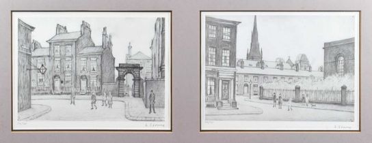 L.S. Lowry R.A. (British 1887-1976) "County Court, Salford" and "By St. Philip's Church, Salford"